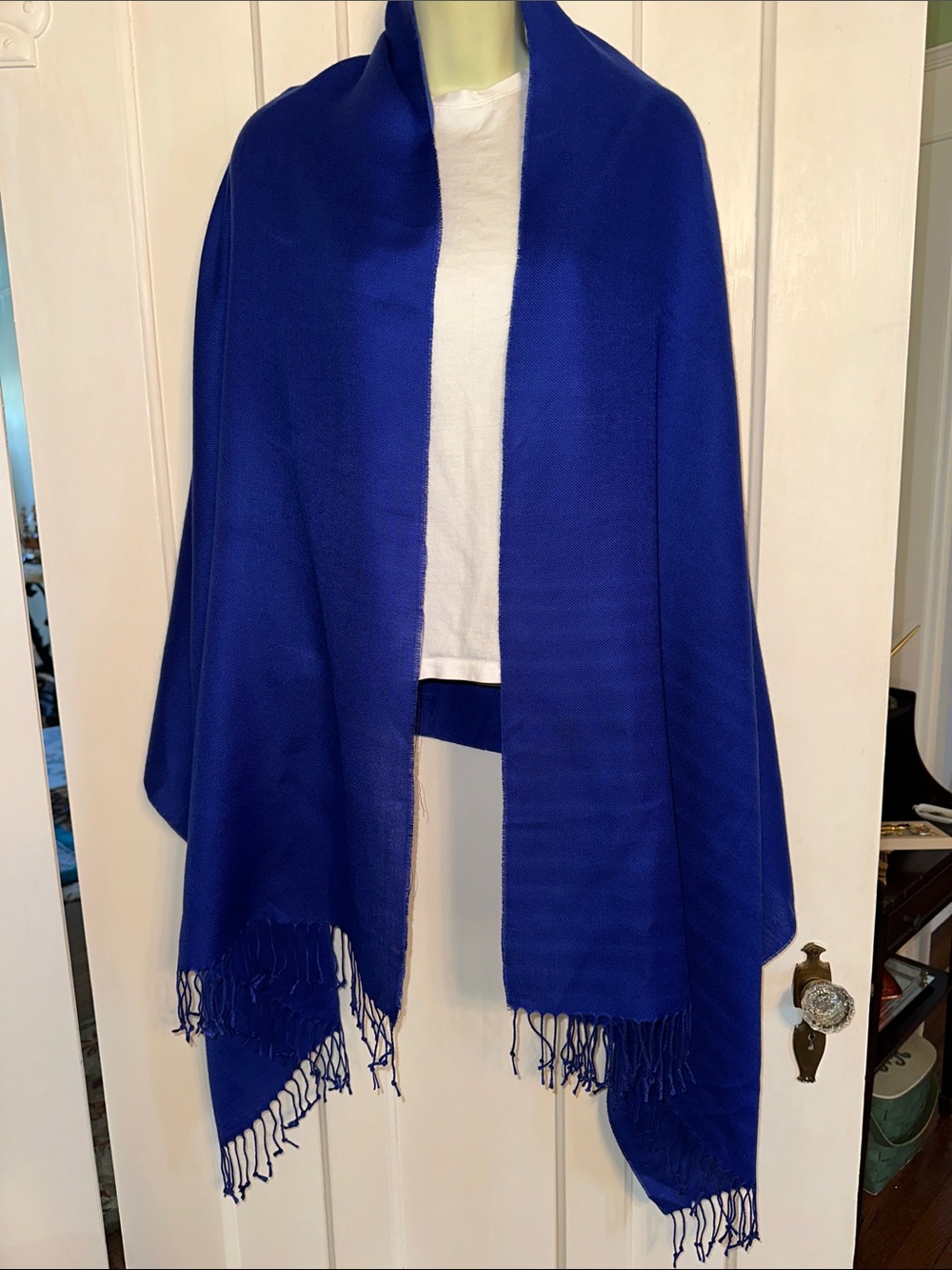 Royal Blue Fringe Wrap Shawl